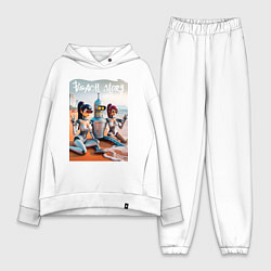 Женский костюм оверсайз Бендер с двумя подругами на летнем пляже, цвет: белый