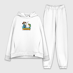 Женский костюм оверсайз Скелет со спиннингом на рыбалке