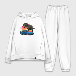 Женский костюм оверсайз Субару и динозавр, цвет: белый