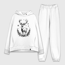 Женский костюм оверсайз Зимний новогодний олень, цвет: белый
