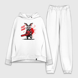 Женский костюм оверсайз Маниакальный кролик с бензопилой, цвет: белый