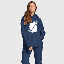 Женский костюм оверсайз Хоккейная клюшка в квадрате, цвет: тёмно-синий — фото 2