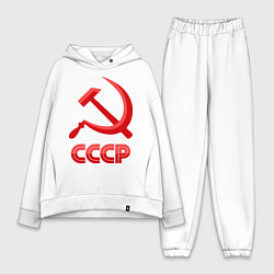 Женский костюм оверсайз СССР Логотип, цвет: белый