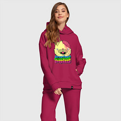 Женский костюм оверсайз Dropdead Kitty, цвет: маджента — фото 2