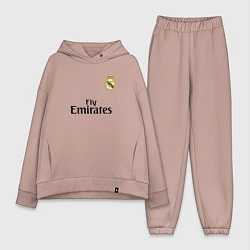 Женский костюм оверсайз Real Madrid: Fly Emirates, цвет: пыльно-розовый