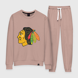 Костюм хлопковый женский Chicago Blackhawks, цвет: пыльно-розовый