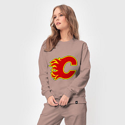 Костюм хлопковый женский Calgary Flames, цвет: пыльно-розовый — фото 2