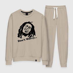 Костюм хлопковый женский Bob Marley: Don't worry, цвет: миндальный