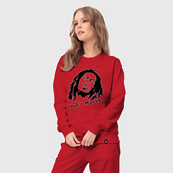 Костюм хлопковый женский Bob Marley: Don't worry, цвет: красный — фото 2