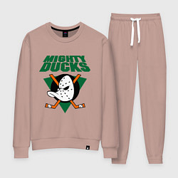 Костюм хлопковый женский Anaheim Mighty Ducks, цвет: пыльно-розовый