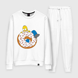 Костюм хлопковый женский Гомер на пончике, цвет: белый