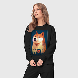 Костюм хлопковый женский Wow Doge, цвет: черный — фото 2