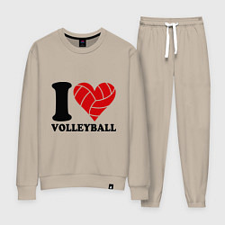 Костюм хлопковый женский I love volleyball - Я люблю волейбол, цвет: миндальный