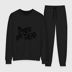 Костюм хлопковый женский Punks not dead, цвет: черный