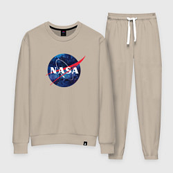 Костюм хлопковый женский NASA: Cosmic Logo, цвет: миндальный
