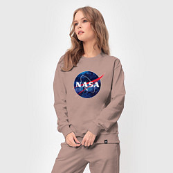 Костюм хлопковый женский NASA: Cosmic Logo, цвет: пыльно-розовый — фото 2