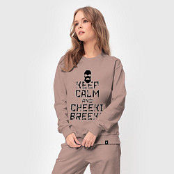 Костюм хлопковый женский Keep Calm & Cheeki Breeki, цвет: пыльно-розовый — фото 2