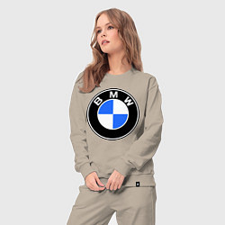 Костюм хлопковый женский Logo BMW, цвет: миндальный — фото 2