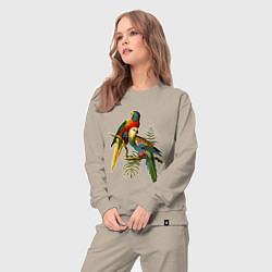 Костюм хлопковый женский Тропические попугаи, цвет: миндальный — фото 2