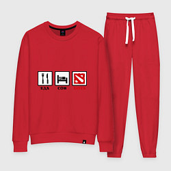 Костюм хлопковый женский Еда, сон и Dota, цвет: красный