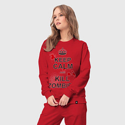 Костюм хлопковый женский Keep Calm & Kill Zombies, цвет: красный — фото 2