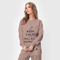 Костюм хлопковый женский Keep Calm & Kill All Humans, цвет: пыльно-розовый — фото 2