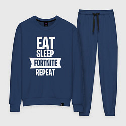 Костюм хлопковый женский Eat Sleep Fortnite Repeat, цвет: тёмно-синий