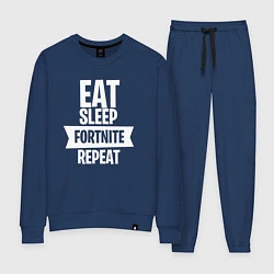 Костюм хлопковый женский Eat Sleep Fortnite Repeat, цвет: тёмно-синий