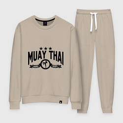 Костюм хлопковый женский Muay thai boxing, цвет: миндальный