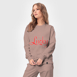 Костюм хлопковый женский Lucky logo, цвет: пыльно-розовый — фото 2