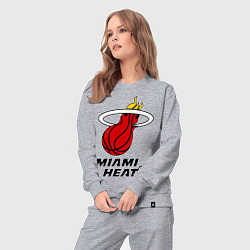 Костюм хлопковый женский Miami Heat-logo, цвет: меланж — фото 2