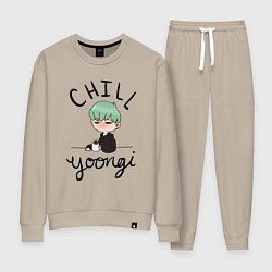 Костюм хлопковый женский Chill Yoongi, цвет: миндальный