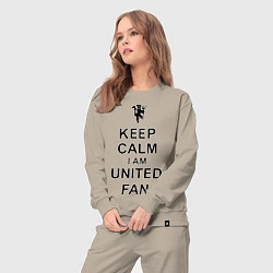 Костюм хлопковый женский Keep Calm & United fan, цвет: миндальный — фото 2