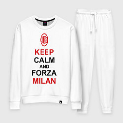 Костюм хлопковый женский Keep Calm & Forza Milan, цвет: белый