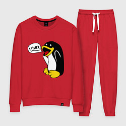 Костюм хлопковый женский Пингвин: Linux, цвет: красный