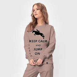 Костюм хлопковый женский Keep Calm & Jump On, цвет: пыльно-розовый — фото 2