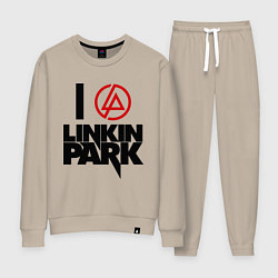 Костюм хлопковый женский I love Linkin Park, цвет: миндальный