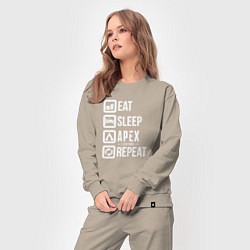 Костюм хлопковый женский Eat, Sleep, Apex, Repeat, цвет: миндальный — фото 2