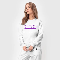 Костюм хлопковый женский Twitch Logo, цвет: белый — фото 2