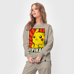 Костюм хлопковый женский Pikachu: Pika Pika, цвет: миндальный — фото 2