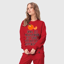 Костюм хлопковый женский Зима без мандаринов, цвет: красный — фото 2