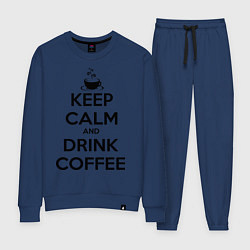 Костюм хлопковый женский Keep Calm & Drink Coffee, цвет: тёмно-синий