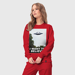 Костюм хлопковый женский I WANT TO BELIEVE, цвет: красный — фото 2