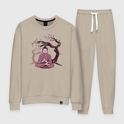 Костюм хлопковый женский Будда Сакура, цвет: миндальный