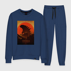 Костюм хлопковый женский Godzilla and red sun, цвет: тёмно-синий