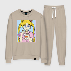 Костюм хлопковый женский Sailor Moon Usagi Tsukino, цвет: миндальный