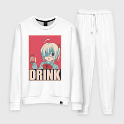Костюм хлопковый женский DRINK, цвет: белый