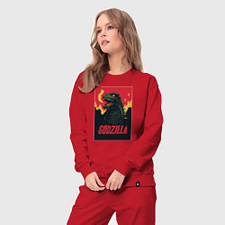 Костюм хлопковый женский Godzilla, цвет: красный — фото 2