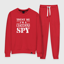 Костюм хлопковый женский Trust me im a RUSSIAN SPY, цвет: красный