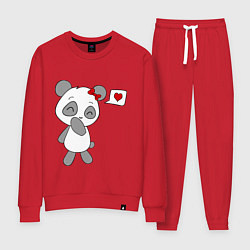 Костюм хлопковый женский Панда девочка, цвет: красный